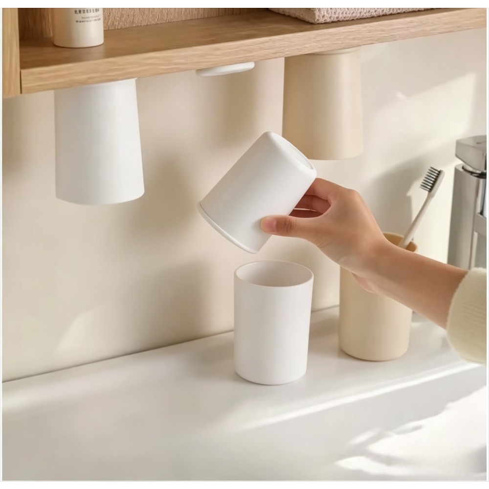 Bathroom Cabinet Mirror - Magnetic Inverted Mouthwash Cup No Drill