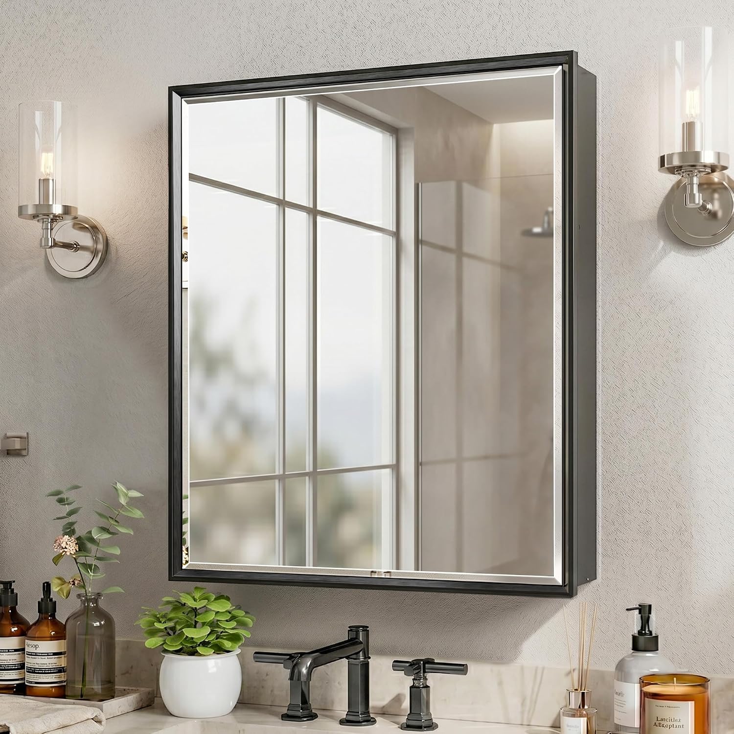 Bathroom Cabinet Mirror - Black Medicine Cabinet Mirror Surface Recessed