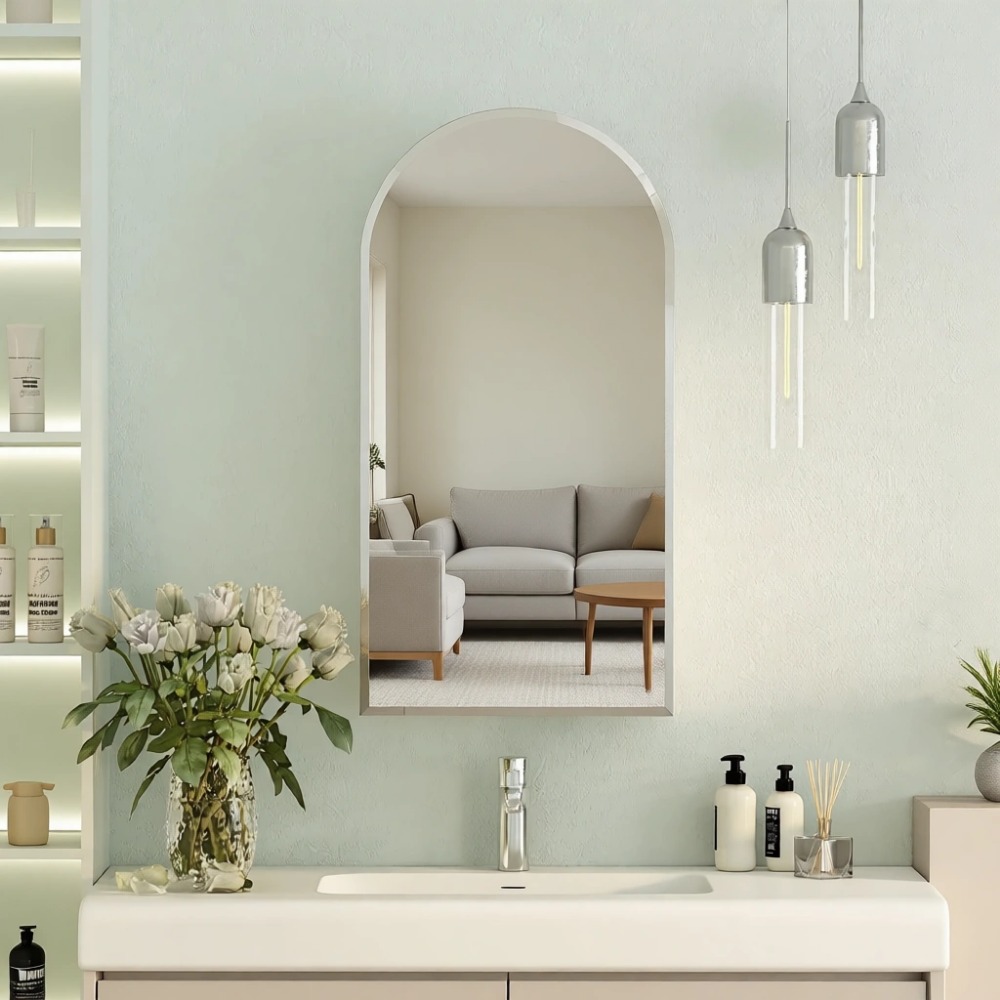 Bathroom Cabinet Mirror - Arched Recessed Medicine Cabinet with Mirror