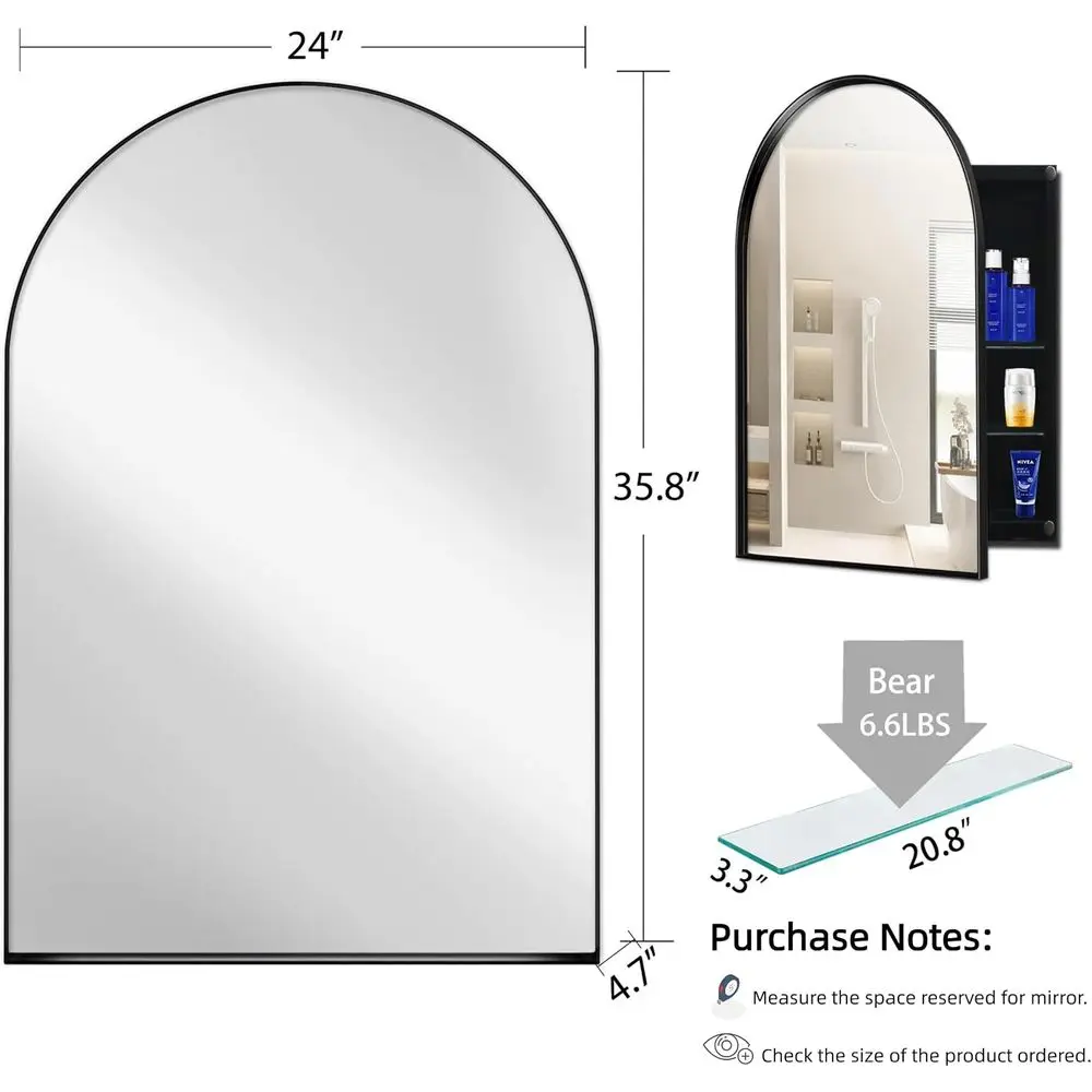 Arched Wall-Mounted Medicine C - огляд і ціна Bathroom Cabinet Mirror