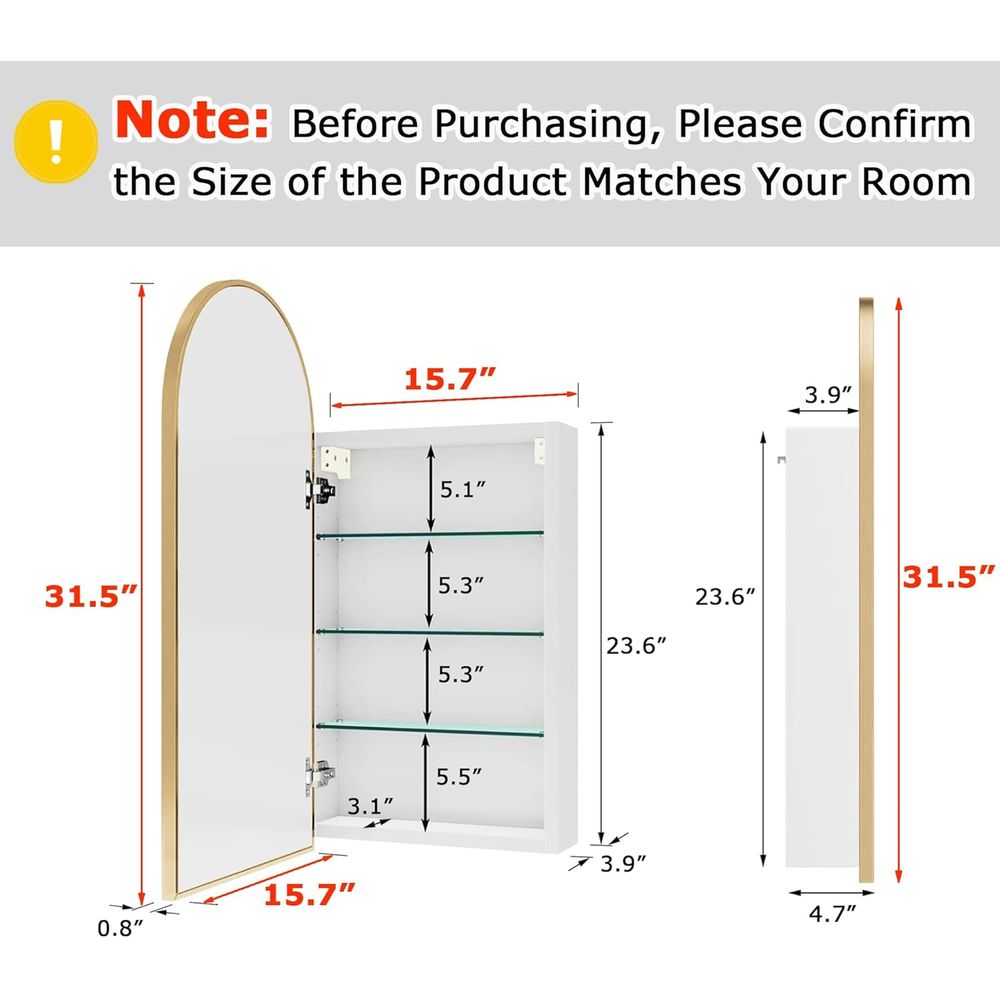 Luxurious Arched Gold Bathroom - огляд і ціна Bathroom Cabinet Mirror