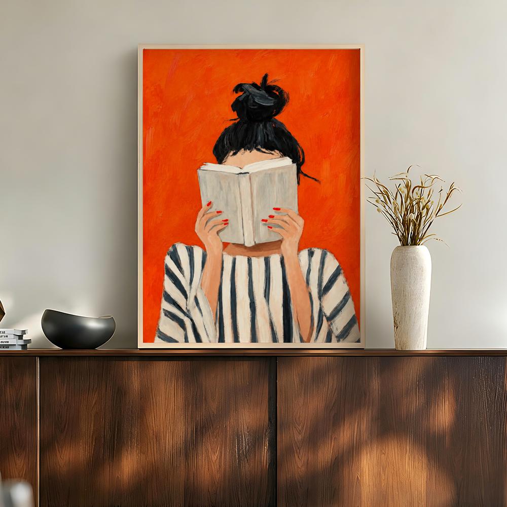 Orange Cozy Women Reading Coff - огляд і ціна Home Bathroom Scene