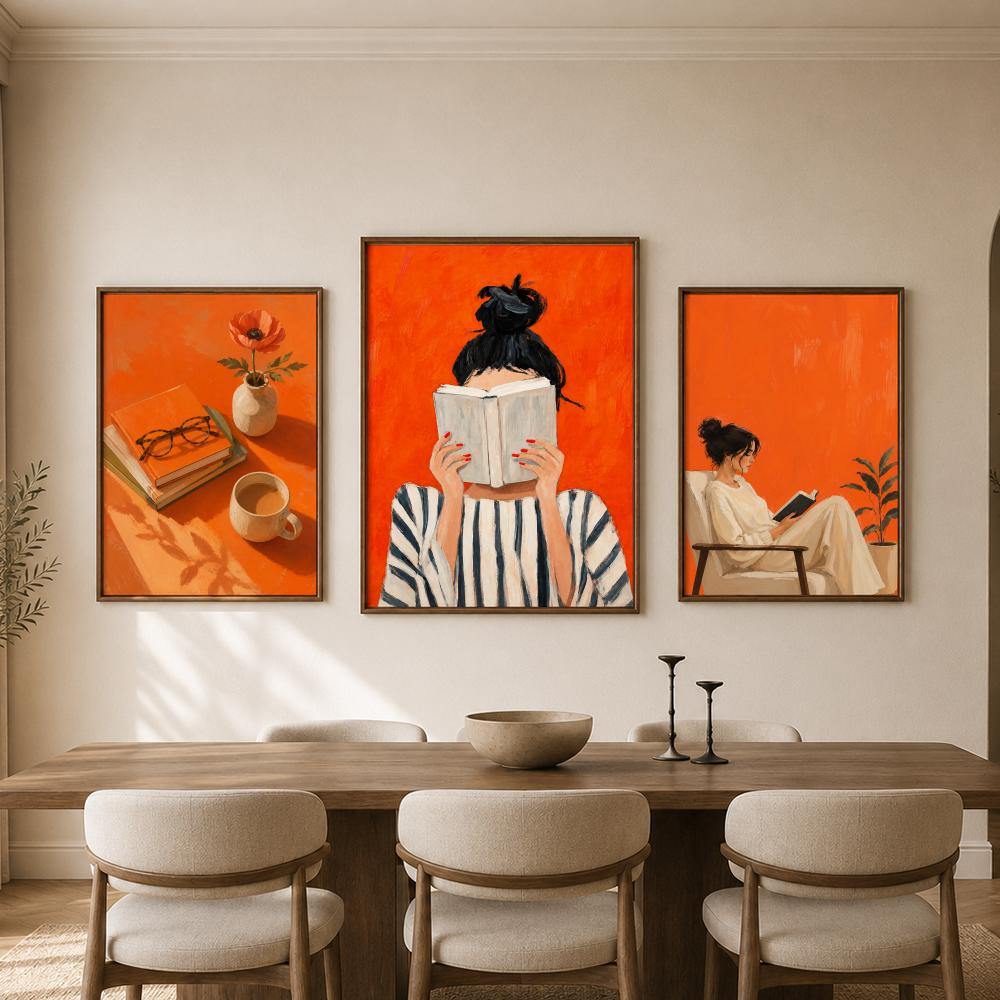 Orange Cozy Women Reading Coff - огляд і ціна Home Bathroom Scene