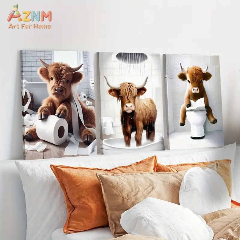 AZNM Funny Highland Cow Bathro - огляд і ціна Home Bathroom Scene
