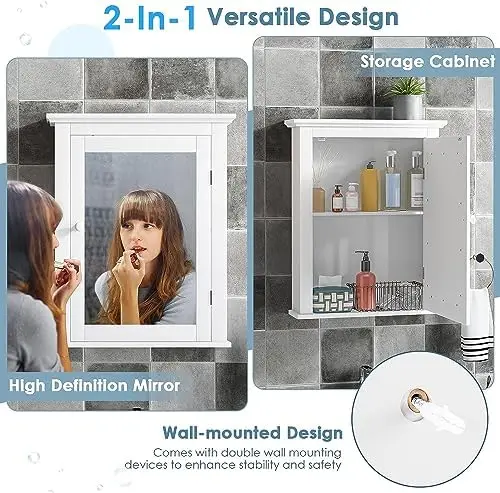 White Medicine Cabinet with Mi - огляд і ціна Bathroom Cabinet Mirror