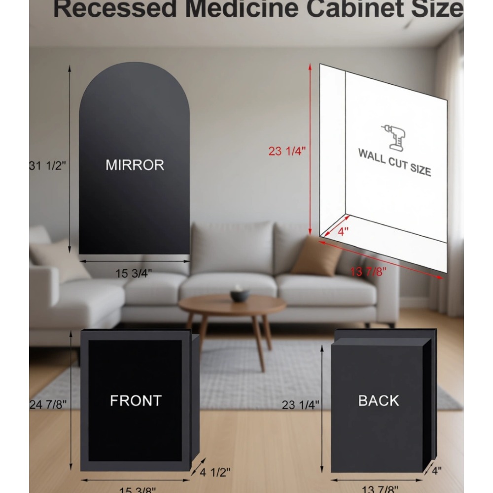 Arched Recessed Medicine Cabin - огляд і ціна Bathroom Cabinet Mirror